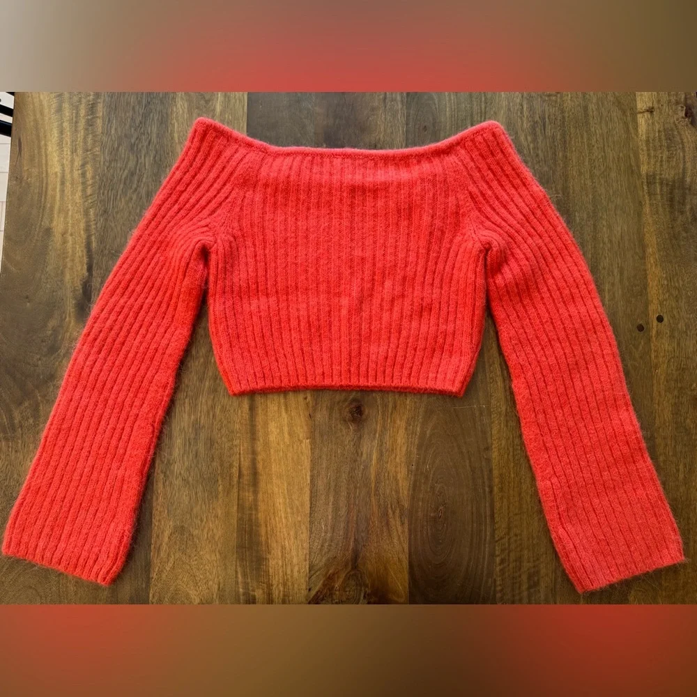 & Other Stories alpaca wool blend cropped off‎ shoulder sweater women M